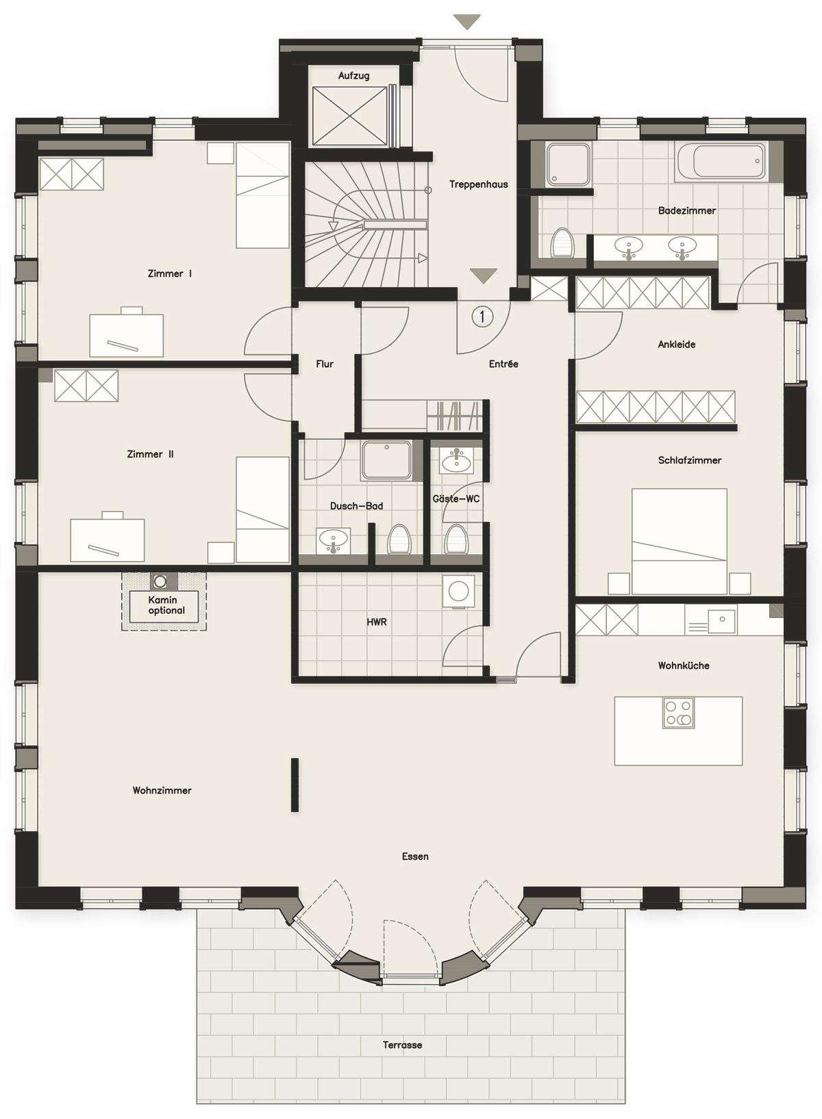 Grundriss Wohnung 1 · Erdgeschoss