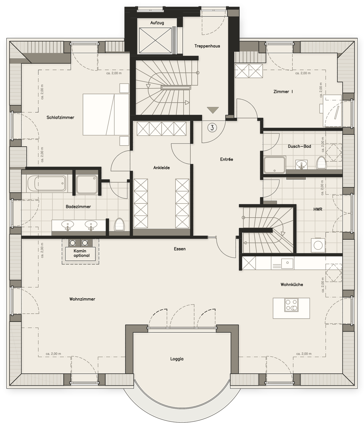 Grundriss Wohnung 3 · 1. Dachgeschoss