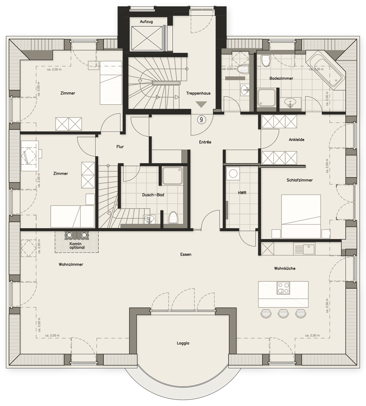 Grundriss Wohnung 9 · 1. Dachgeschoss